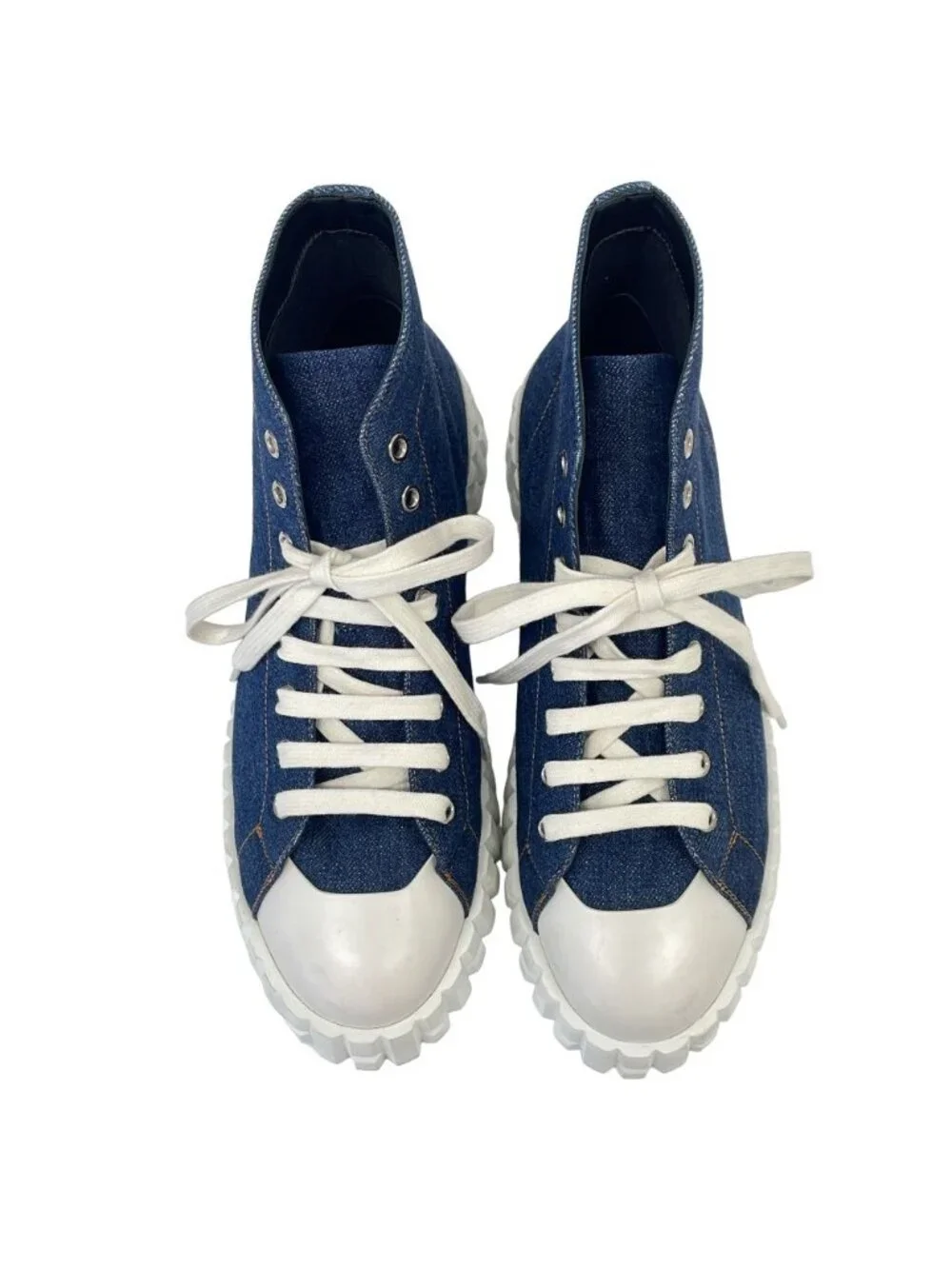 Hermes Climb Denim High Cut Sneakers 41.5 Indigo